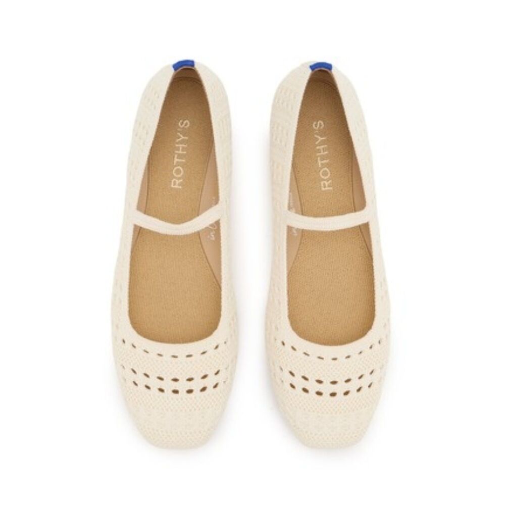 ROTHY'S Ivory The Max Square Knit Mary Janes Size 10